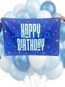 Blue Happy Birthday Giant Backdrop Flag
