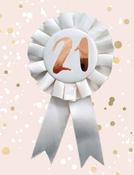 Cream &amp; Gold 21st Birthday Rosette Badge