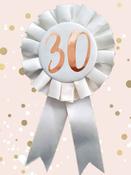 Cream &amp; Gold 30th Birthday Rosette Badge