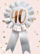 Cream &amp; Gold 40th Birthday Rosette Badge