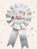 Cream &amp; Gold Its My Birthday Rosette Badge