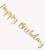Happy Birthday Gold Letter Script Bunting
