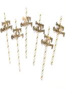 Happy Birthday Gold Straws Pack of 6 image