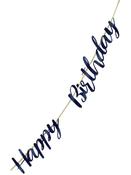 Happy Birthday Navy Blue Metallic Foil Script Bunting
