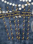 Happy Birthday Navy Blue &amp; Gold Straws image