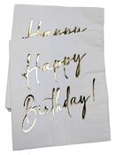 Happy Birthday White &amp; Gold Napkins image
