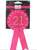 Hot Pink 21st Birthday Bling Badge