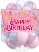 Pink Happy Birthday Giant Backdrop Flag