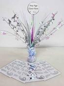 Silver &amp; White Personalised Birthday Table Centre