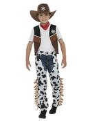 TEXAN COWBOY KIDS COSTUME, CHILD, BROWN &amp; BLACK