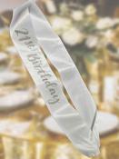 White Gold Sequin 21 Sash