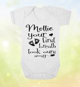 'You took Our Breath Away' Personalised Baby Vest image