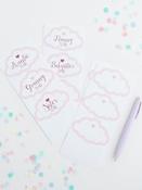 18 Pink Guest Stickers