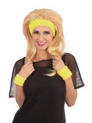 80s Yellow Headband And Wristband Set