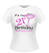 Personalised Birthday T-Shirt With Cocktail glass design image