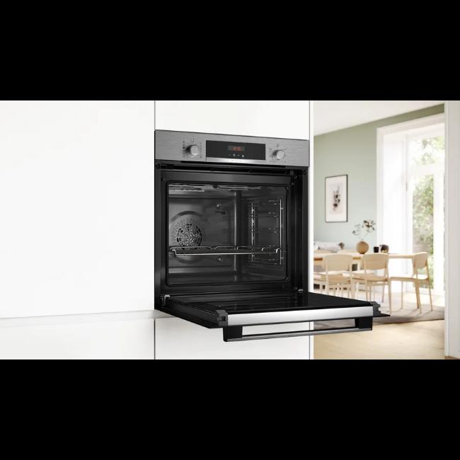 Bosch Series 4 Built-in Oven with Added Steam, 71L, A+ Energy Efficiency, Stainless Steel, Black