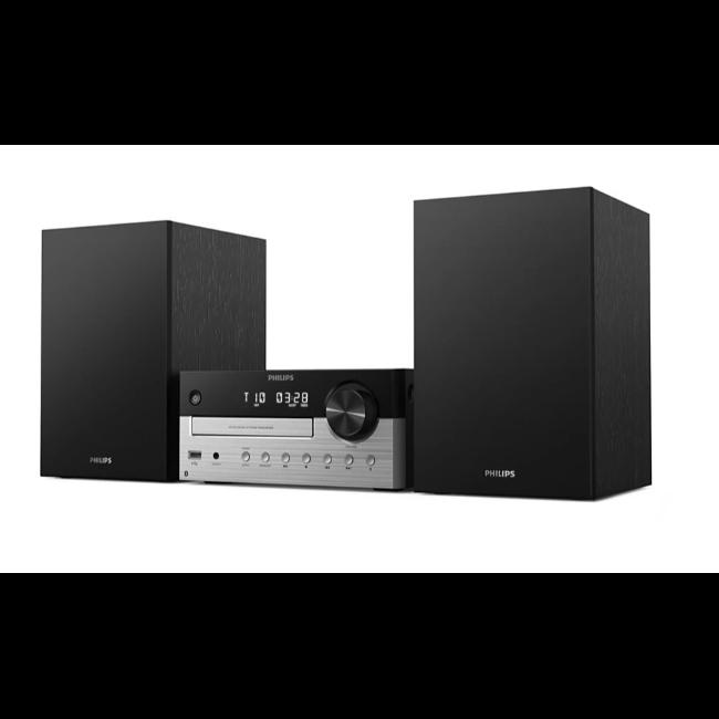 Philips Micro Music System 80W RMS Silver with Bluetooth 5.4, CD Player, FM Radio, USB, Audio-in, Bookshelf Speakers, Bass Reflex
