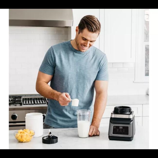 Ninja 2-in-1 Blender with Auto-IQ Technology, 1200W Power, 2.1L Jug, Black & Silver - Perfect for Smoothies, Sauces, and More