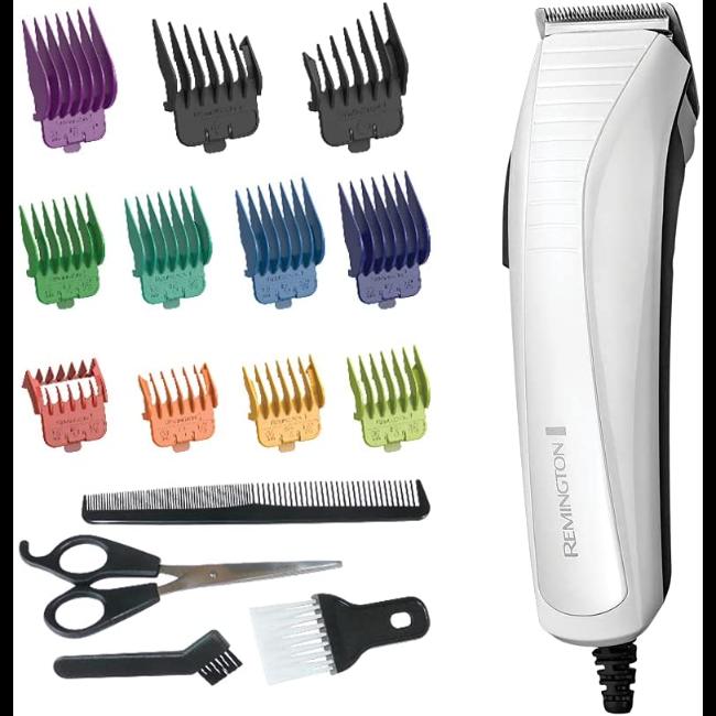 Remington ColourCut Hair Clipper | Stainless Steel Blades, Colour Combs, Taper Lever, Cleaning Brush, Scissors