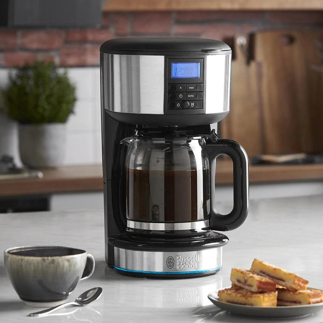 Russell Hobbs Buckingham Coffee Maker Stainless Steel 1.25L Digital Display Glass Carafe