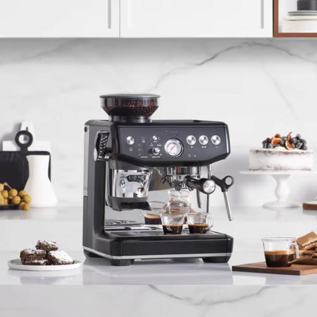 Sage Barista Express Impress Bean to Cup Coffee Machine Black, Integrated Burr Grinder, 25 Grind Settings, Pressure Gauge
