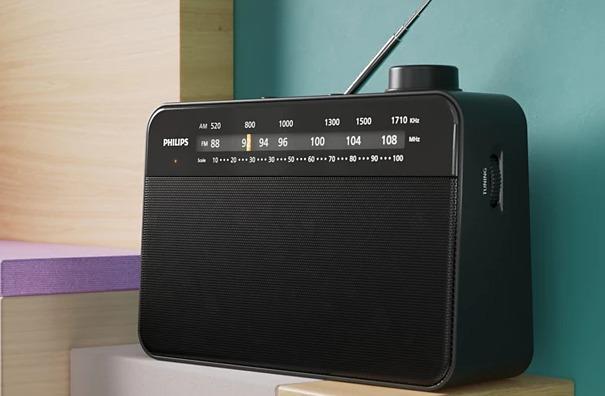 Philips TAR2509 Portable FM/MW Radio Black - Analogue Tuning, LED Indicator, Headphone Port, Antenna, Speaker