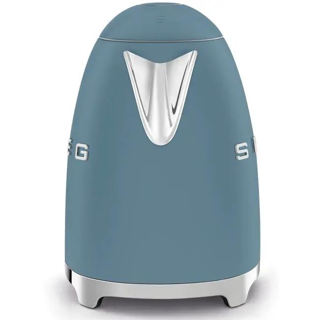Smeg 50's Style 1.7L Kettle | Storm Blue | 3000W | Soft Opening Lid, Limescale Filter, 360 Swivel Base, Auto Shut-off | Blue Kettle, Chrome Handle, Silver Base, Smeg Logo