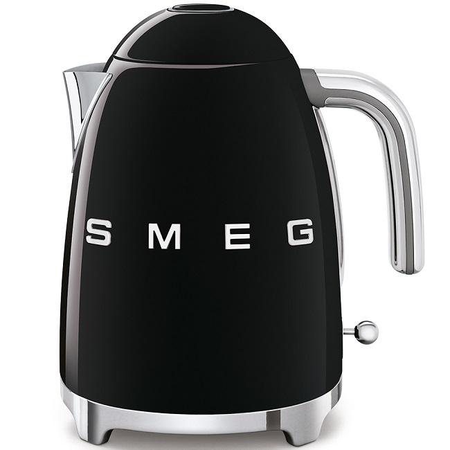 Smeg Retro Style Black Kettle 1.7L - SMEG Logo, Stainless Steel