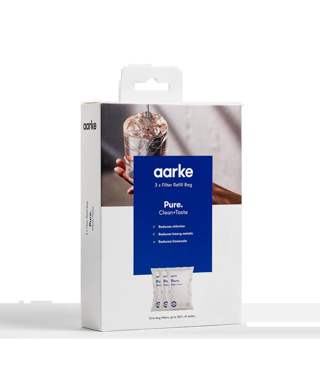Aarke Pure Filter Granules Refill 3 Pack for Water Purifier - Reduces Limescale, Chlorine, Heavy Metals - BWT Collaboration