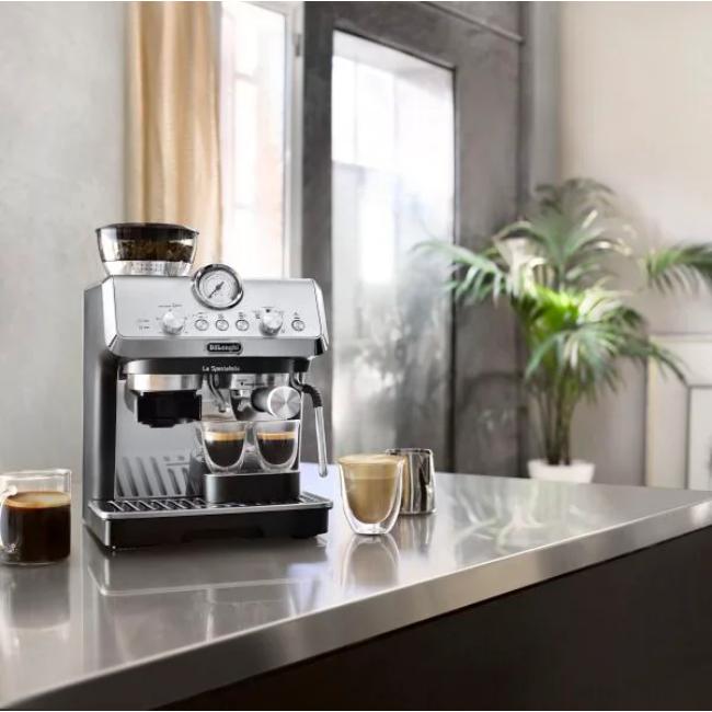 De'Longhi La Specialista Arte Bean to Cup Espresso Coffee Machine Stainless Steel Black 1.5L 8 Grind Settings 3 Temp Levels MyLatte Art Steam Wand EC9155.MB