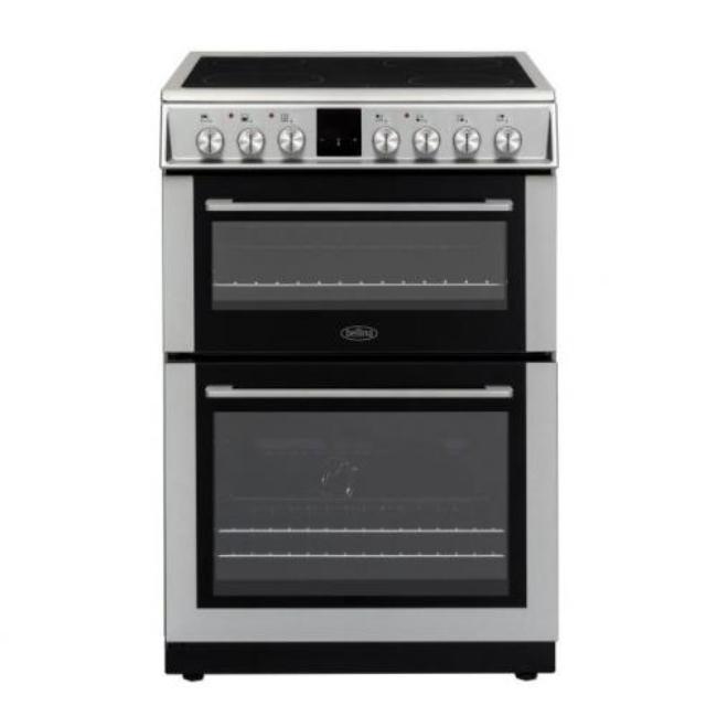 Belling Electric Cooker with Double Oven, Ceramic Hob, Stainless Steel, Timer