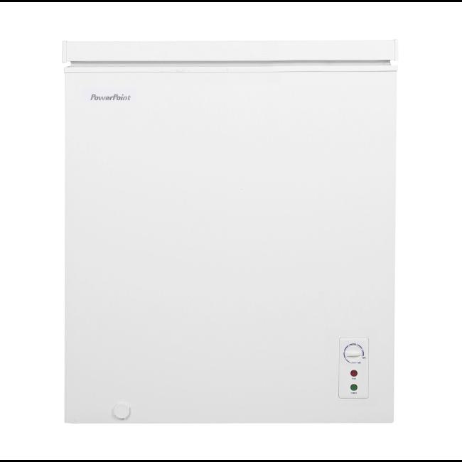 Powerpoint 137 Lt White Chest Freezer P1150K - 143L Net Capacity, 4-Star Rating, Quiet 42dB Operation, R600a Refrigerant, Embossed Aluminium Liner, Recessed Handle