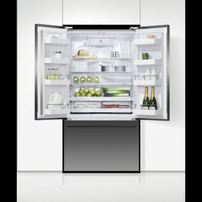 Fisher & Paykel French Door Refrigerator Freezer 569L Black Stainless Steel with Water Dispenser