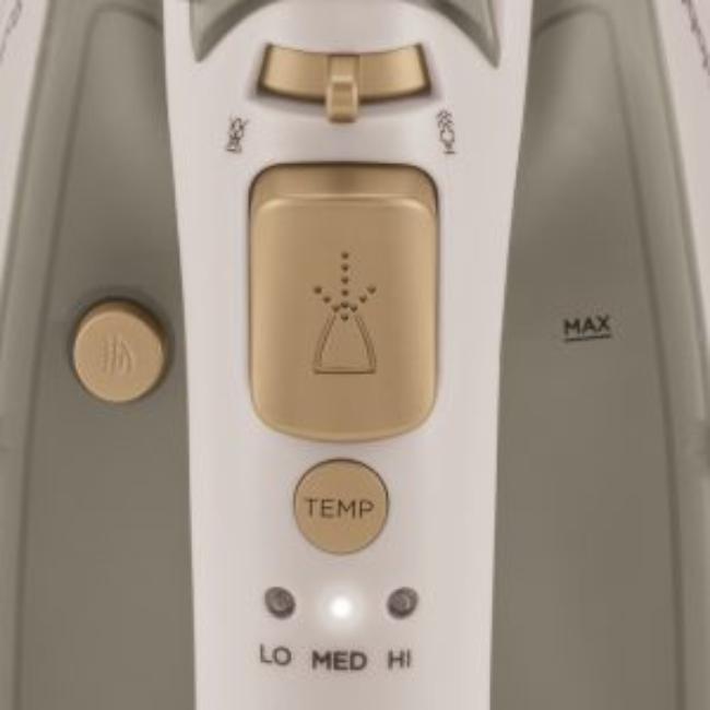 Russell Hobbs Fabric Luxe 28680 Steam Iron 2400W Stone Ceramic Soleplate SimplySet™ 320ml Water Tank Vertical Steam Auto Shut-off Anti-drip Anti-calc 3m Cord