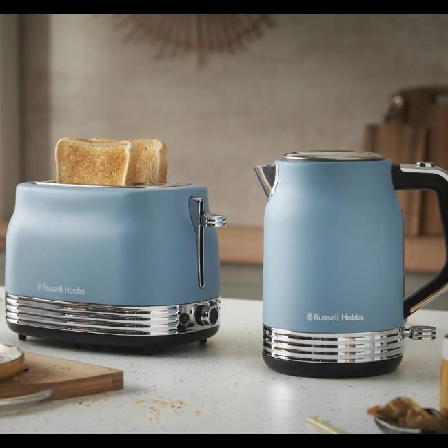Russell Hobbs Hanley Kettle - Blue, 1.7l, Stainless Steel, Handle, Water Level Indicator
