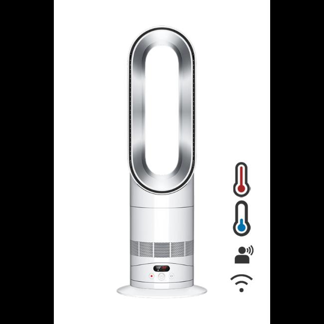 Dyson Hot+Cool HF1 Smart Fan Heater - White | Air Multiplier, Intelligent Climate Control, Remote, Sleep Mode, 26dB, 2.59kg, 585mm Height