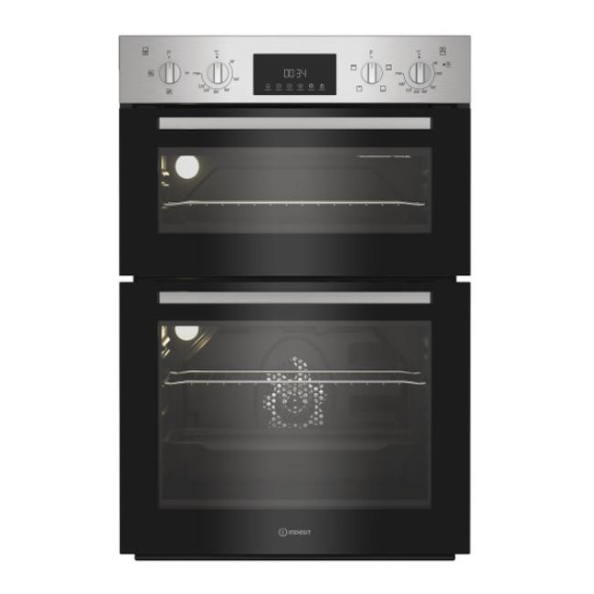 Indesit Double Oven Electric Stainless Steel with Twin Grill and Digital Display