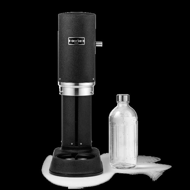 Aarke Carbonator Pro Sparkling Water Maker Matte Black Stainless Steel Glass Bottle One-Handed Operation Cordless Electricity-Free 2 Year Guarantee