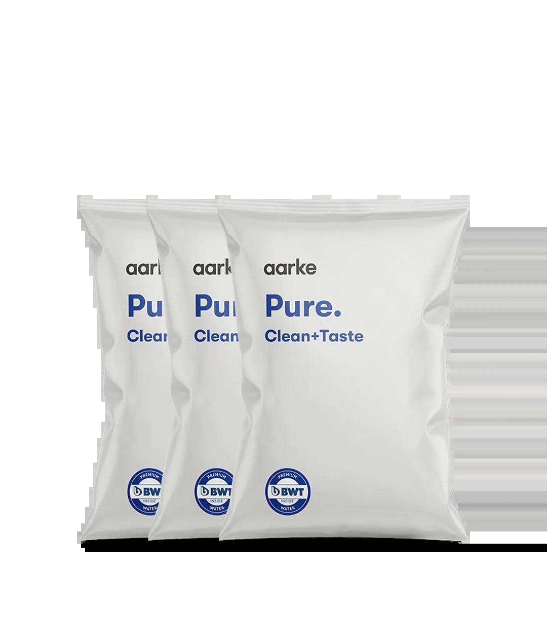 Aarke Pure Filter Granules Refill 3 Pack for Water Purifier - Reduces Limescale, Chlorine, Heavy Metals - BWT Collaboration