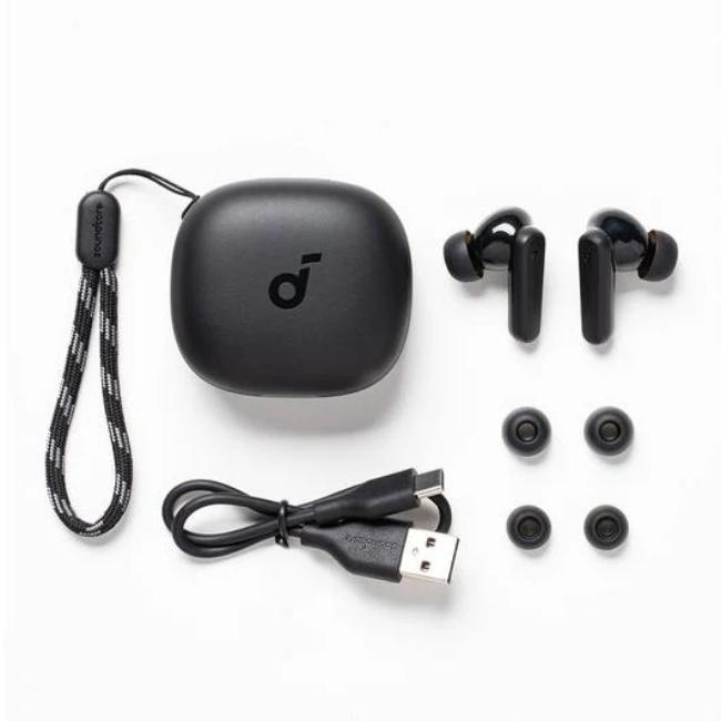 Soundcore R50i True Wireless Earphones Black | Bluetooth 5.3, IPX5 Water Resistant, 10hr Earbud Battery, 30hr Total Battery, 10mm Drivers, In-ear Fit, Touch Controls, Charging Case, Lanyard
