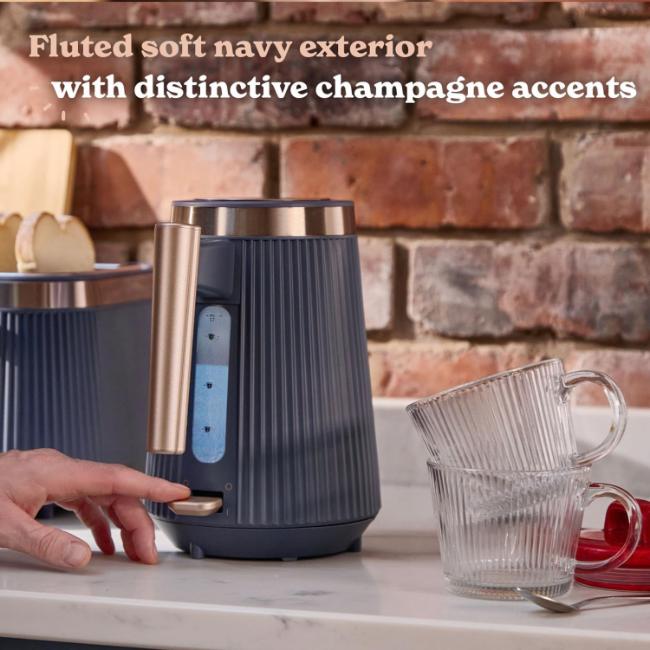 Russell Hobbs Bronte Kettle 1.7 Litres Navy Blue - Gold Accents, Matte Finish, Distinctive Design