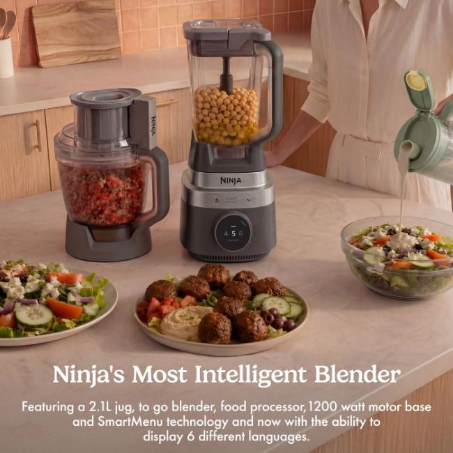 Ninja CrushBOSS 3-in-1 Kitchen System LB401UKBK - Food Processor, Tumbler, Blender - 1200W - Onyx Black