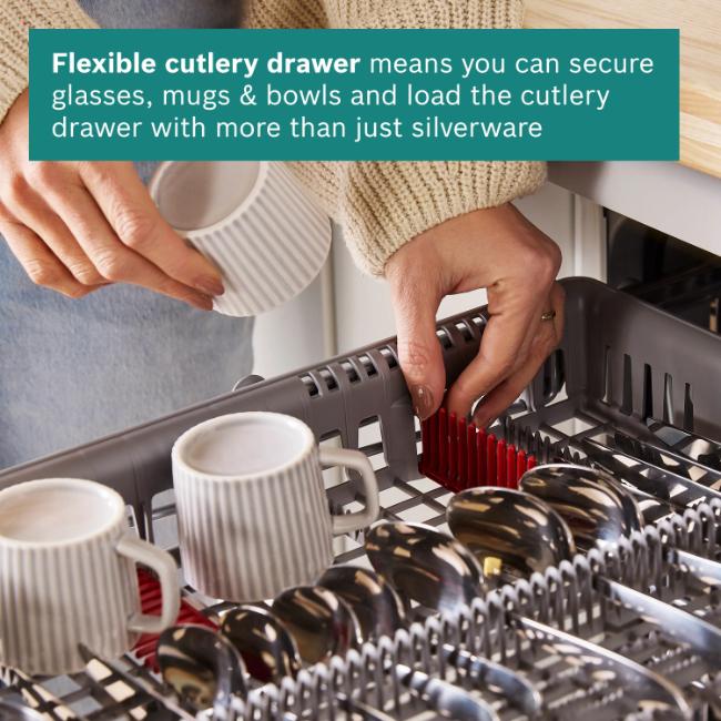 Bosch Series 4 Fully Integrated Dishwasher SMH4HVX14G - 14 Place Settings, ExtraDry, VarioDrawer, VarioFlex, InfoLight, Home Connect, EcoSilence Drive, 44 dB(A)
