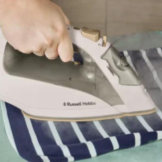 Russell Hobbs Fabric Luxe 28680 Steam Iron 2400W Stone Ceramic Soleplate SimplySet™ 320ml Water Tank Vertical Steam Auto Shut-off Anti-drip Anti-calc 3m Cord
