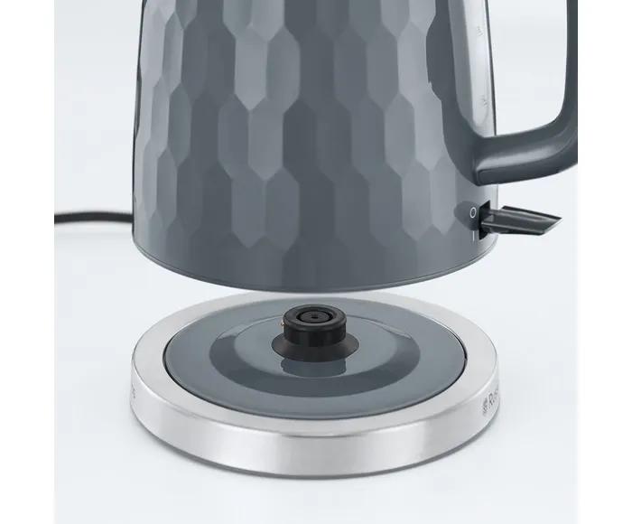 Russell Hobbs Honeycomb Kettle Grey 1.7 litres Stainless Steel Perfect pour spout Cup markings Illuminated water window