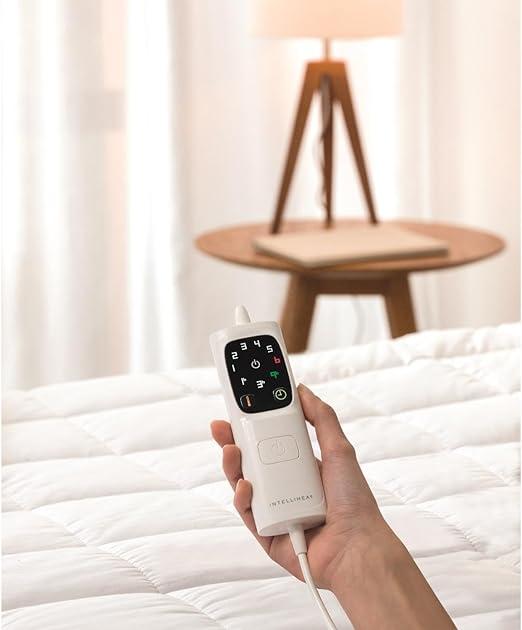 Dreamland Organic Cotton Electric Blanket - Size SuperKing Dual Control, 200 Thread Count, 5 Minute Heat Up, Intelliheat, Machine Washable, Auto Shut-Off, Deep Elasticated Skirt