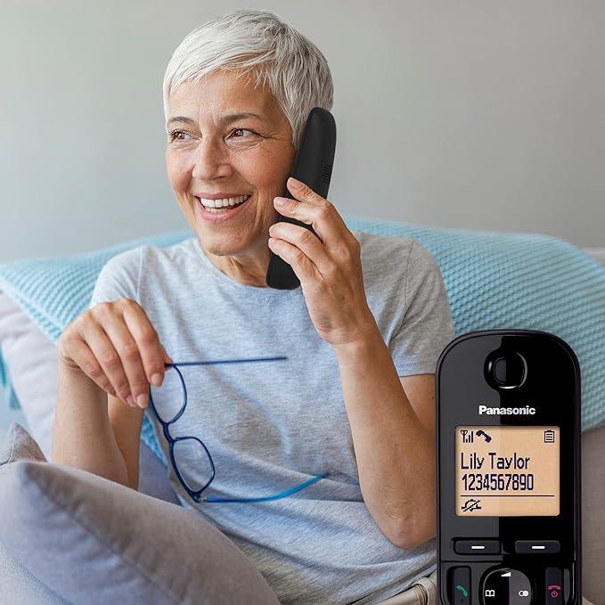 Panasonic Cordless Phone with Answer Machine, Speakerphone, Nuisance Call Block, Illuminated Dot-Matrix Display - Black or Silver