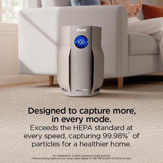 Shark BreatheClear HP162UK Air Purifier Dove White 70m2 Coverage NeverChange6 Filtration 99.98% Particle Capture 3.77kg 2 Year Guarantee