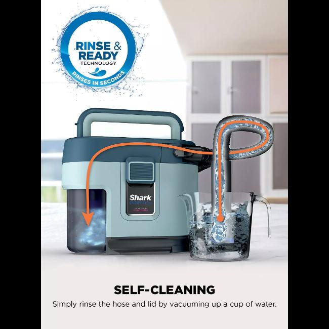 Shark EveryMess VX110UK 3-in-1 Portable Stain Eliminator, Wet Vac & Dry Vac, 2kg, Blue, 6m Cord, Multi-Surface, Pet Hair Pick-Up, Self-Cleaning