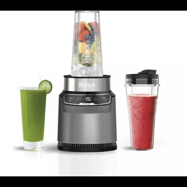Ninja BN500UK Blender with Auto-iQ, 1000W, 0.7L Capacity, Dark Grey, Blend in Cup, One-Touch Controls, Pro Extractor Blades, Digital Display, Silver-Grey Finish